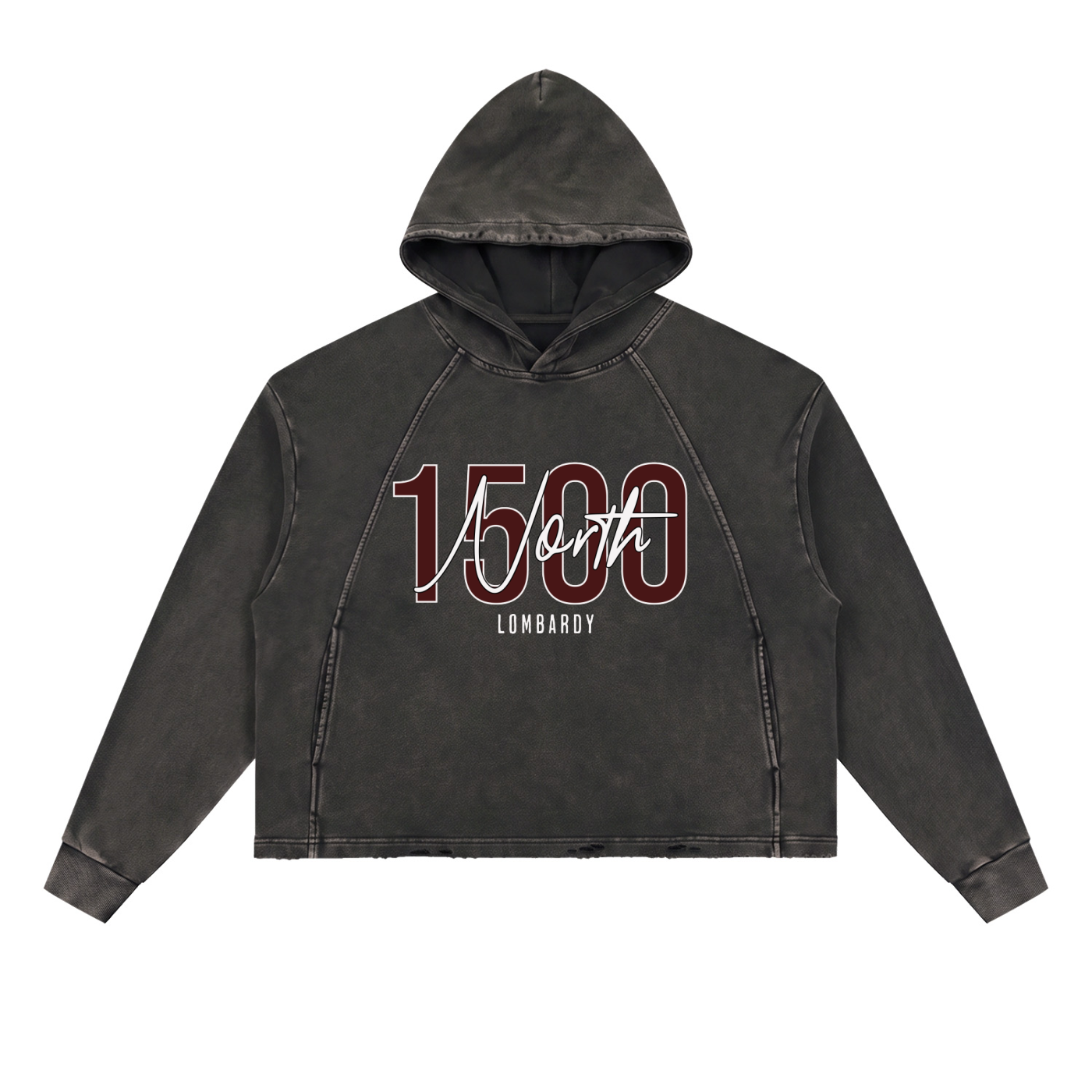 1500 Vintage Washed Frayed Hoodie