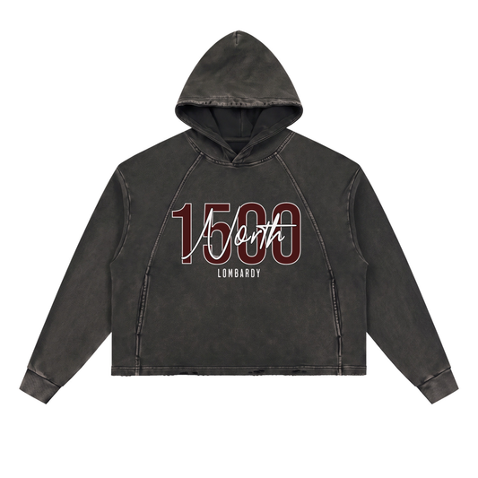 1500 Vintage Washed Frayed Hoodie