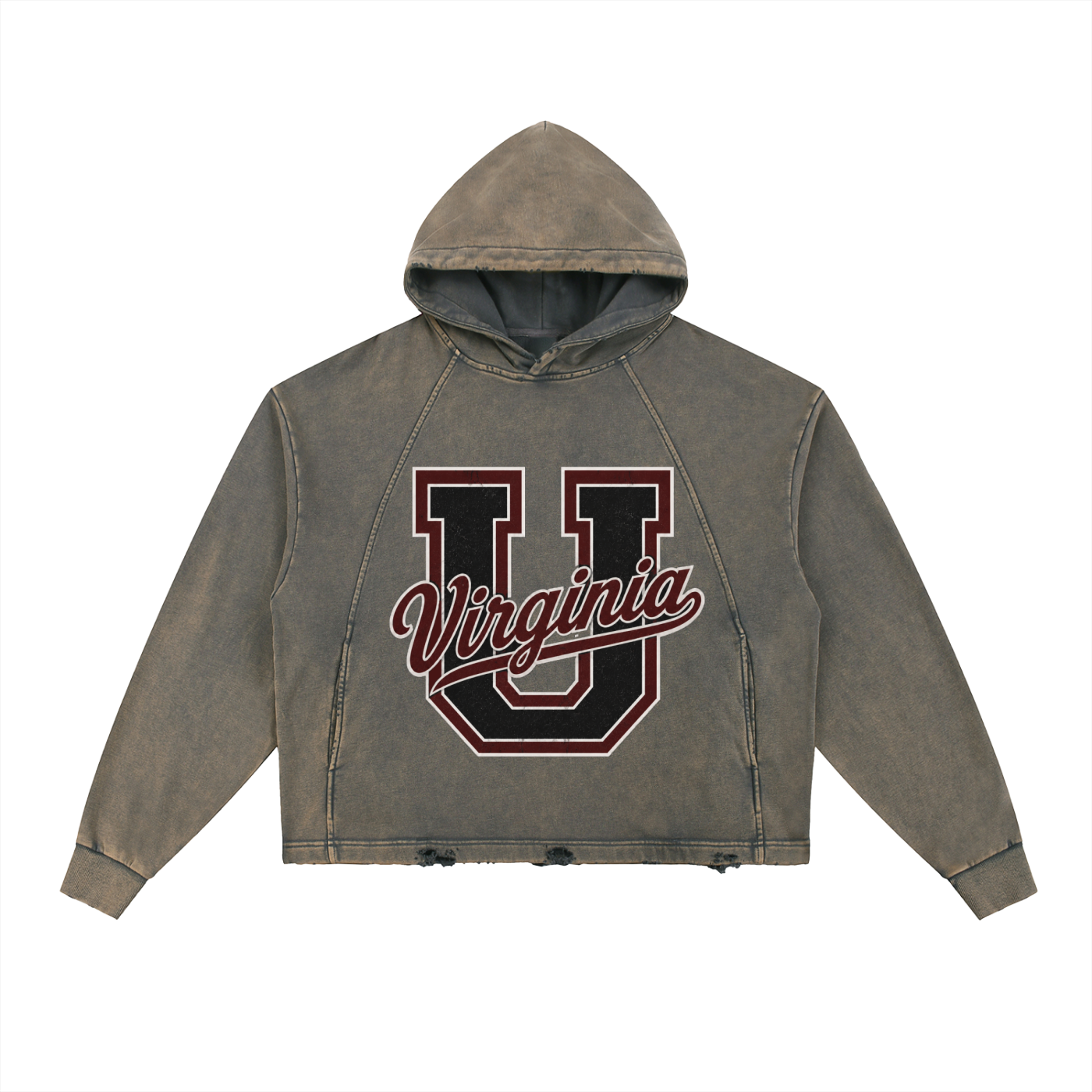 Union Vintage Washed Frayed-Hem Hoodie
