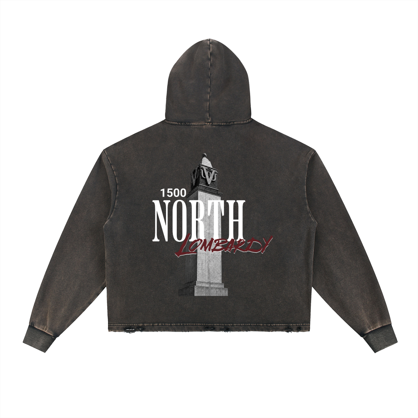 Union Vintage Washed Frayed-Hem Hoodie