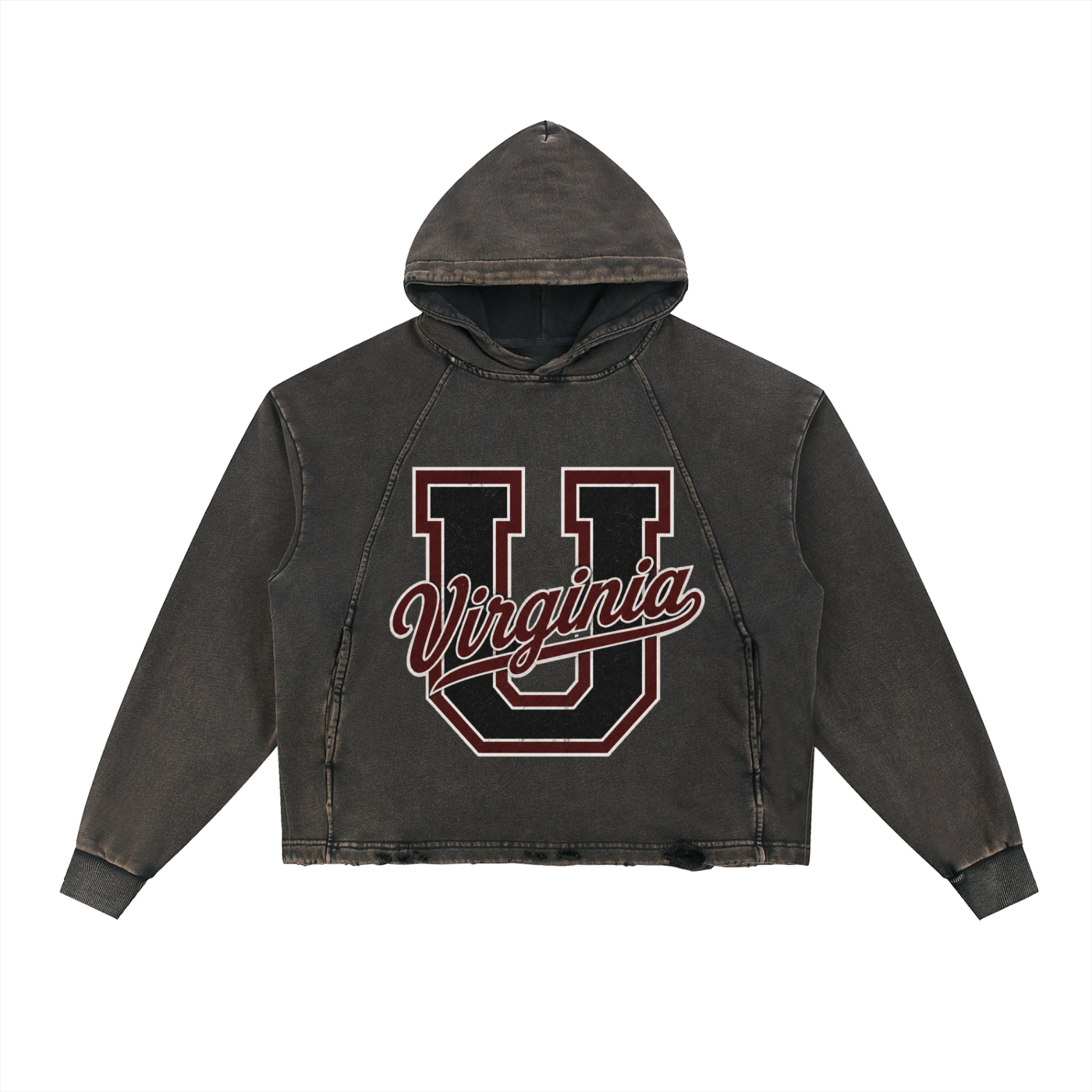 Union Vintage Washed Frayed-Hem Hoodie