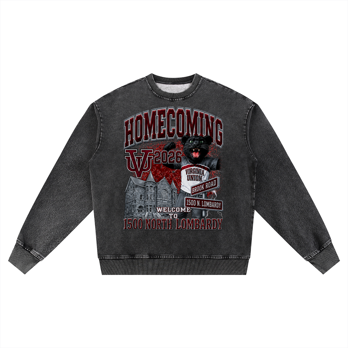 VUUHC26 Snow Wash Oversized Crewneck Sweatshirt