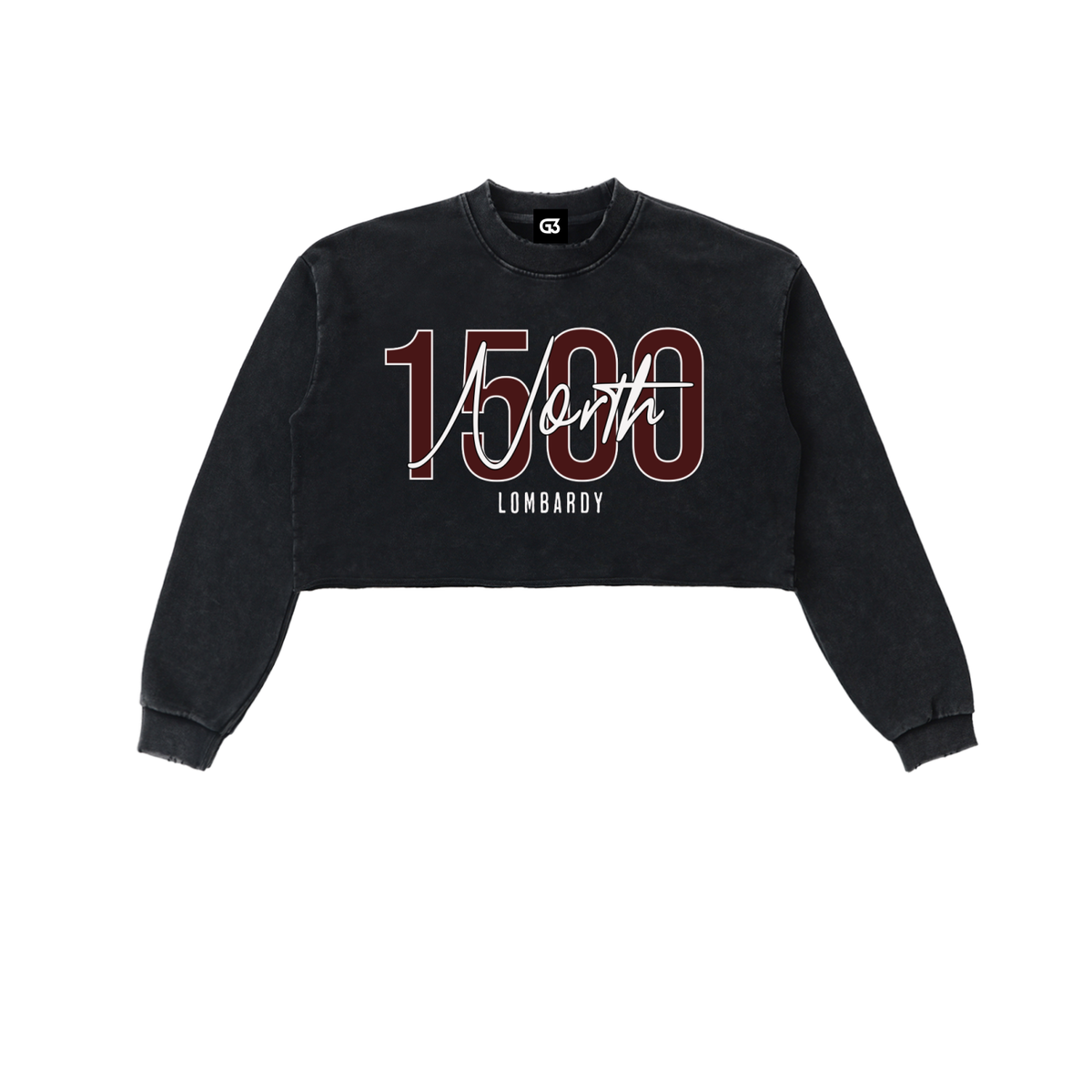 Women's Snow Washed Raw Edge Cropped Sweatshirt
