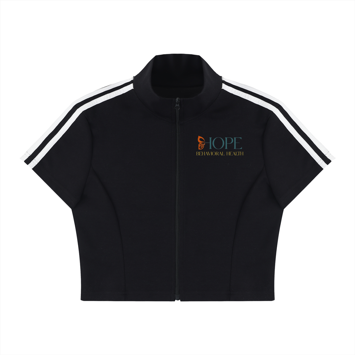 HOPE Women's Cropped Full Zip Short Sleeve T-Shirt