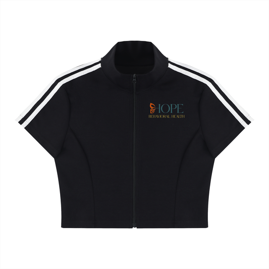 HOPE Women's Cropped Full Zip Short Sleeve T-Shirt