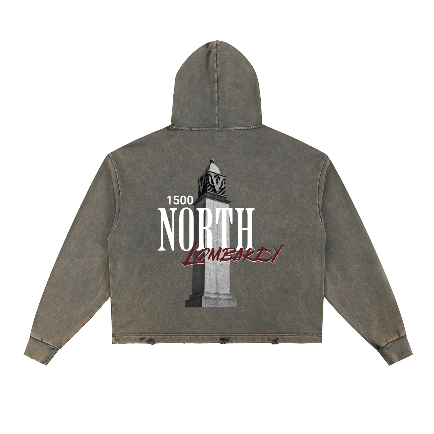 Union Vintage Washed Frayed-Hem Hoodie